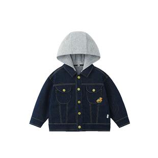 [防褪色软牛仔]齐齐熊宝宝连帽牛仔外套男童春秋款儿童装休闲上衣