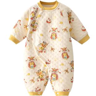 【龙腾狮舞】周岁男宝宝拜年连体服6一12月婴儿冬装保暖哈衣夹棉