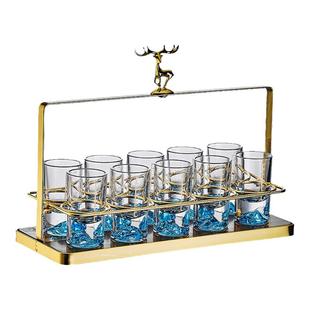 高级感轻奢玻璃二两杯白酒杯子创意家用带刻度一两烈酒杯套装中式