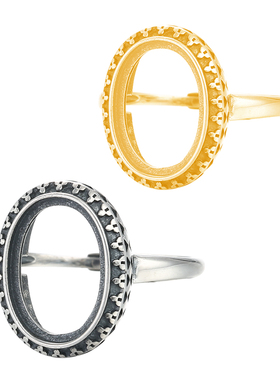 复古个性椭圆形戒指空托女配件