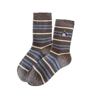 咖色小狗可爱袜子女中筒袜秋冬棉袜ins潮学院风女生卡通长筒长袜