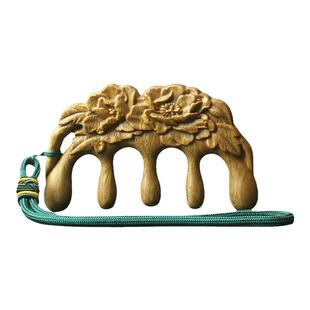 美木兮天然绿檀木按摩梳刮痧头疗神器头部经络梳檀木梳子礼盒包装