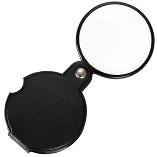 10倍折叠放大镜 60mm便携式老人阅读皮盒手持口袋放大镜看报短信