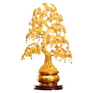 手工编织发财摇钱树客厅摆件乔迁新居开业礼物金色招财玄关办公室