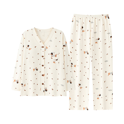 都市丽人100%纯棉睡衣女带胸垫