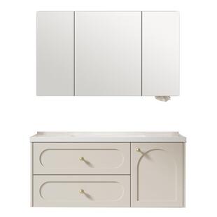 东鹏卫浴法式桉木陶瓷一体盆卫生间美妆镜洗脸盆柜简约悬浮洗漱台