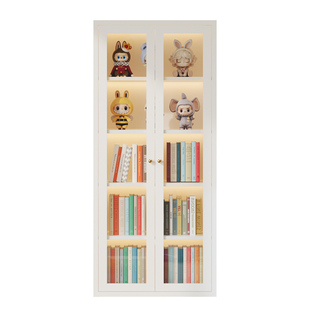 铁皮书柜儿童房柜子铁艺防尘书架储物柜家用客厅落地手办柜置物柜