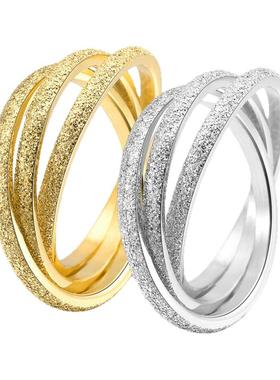 泰爱你时尚简约钛钢三环戒指