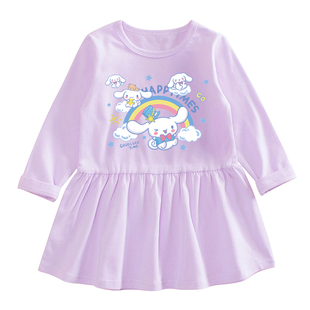 女童长袖连衣裙韩系玉桂狗衣服儿童荷叶边裙子女宝宝洋气薄款春装