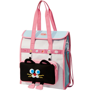 小槑同学 黑猫补习袋小学生手提袋拎书袋大容量牛津布美术袋作业书包女孩补课包学习班一年级儿童可拆卸笔袋