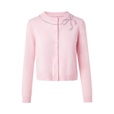 朗姿莱茵福莱尔气质羊毛针织开衫