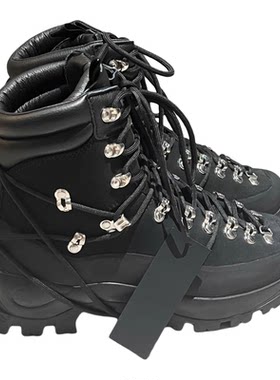 暗黑短筒登山靴工装金属雪地靴