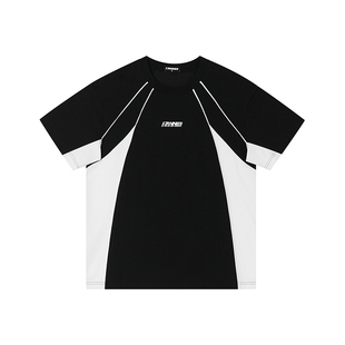 FORNINES凉感速干拼接短袖T恤男款运动上衣潮牌夏季美式半截袖女