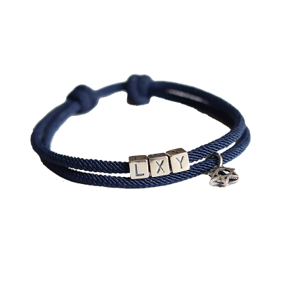 纯银字母定制手链男女款手绳礼物