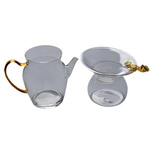 容山堂玻璃茶漏托架茶滤网公道杯一体泡茶滤茶器漏斗功夫茶具配件