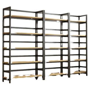 书架落地简易钢木货架储物架简约书柜家用客厅多层铁艺收纳置物架