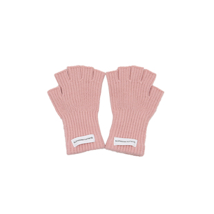 冬季儿童手套ins韩国纯色男童女童针织半指学生写字宝宝保暖手套