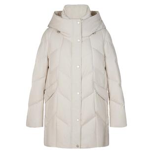 简爱诺米白色中长款90白鹅绒180克高绒保暖连帽羽绒服J2570033YR