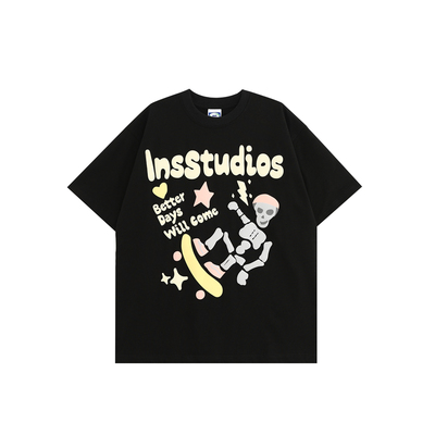 INSstudios美式滑板骷髅短袖