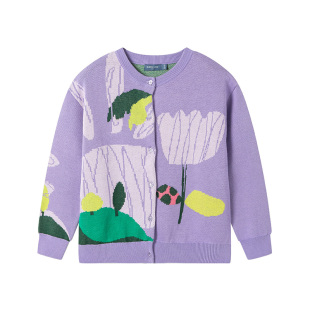 加比瑞童装春秋冬女童简约休闲舒适春秋毛衣开衫中大儿童针织线衫