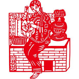 陕西延安走西口信天游特色传统手工剪纸底稿图案定制成品红色装饰