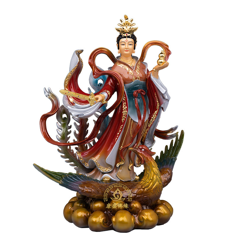 九天玄女女神像铜彩神像摆件