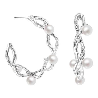 [新年礼物]张予曦同款OINICIO初印月震系列贝珠交错缠绕纹理耳圈