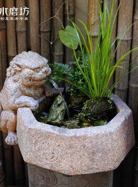 水磨坊中国风客厅桌面招财流水摆件循环水景玄关装饰鱼缸造景喷泉