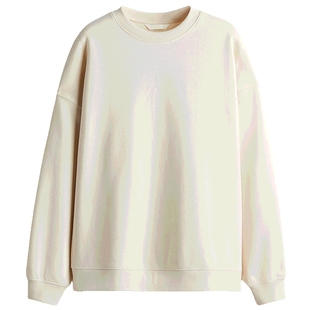 HM女装miu系卫衣冬季圆领柔软加绒内里宽松长袖美式套衫1243667