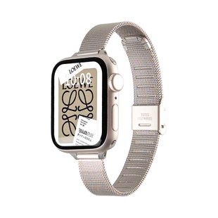 适用iwatchs9表带高级感小众iwatchse女款11苹果s10手表链s8765表链手表带电子金属applewatchs9女生腕带质感