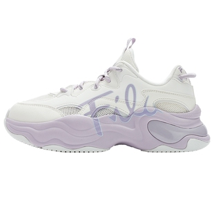 FILA FUSION斐乐女鞋厚底老爹鞋运动夏季网面紫色厚底增高休闲鞋