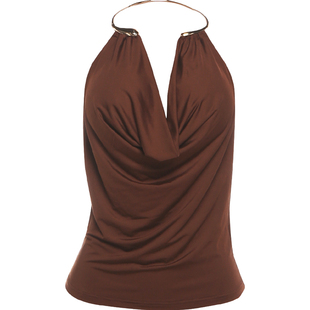 #Sisjuly#沙丘玫瑰性感gal 小众圆环挂脖荡领设计露背百搭背心女