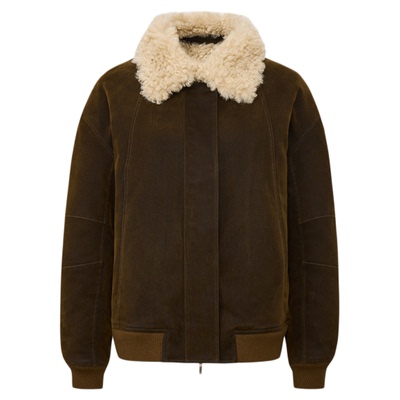 lostinecho毛领拼接夹克外套