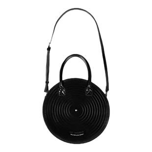 okcenter x esp真皮唱碟概念手提斜挎黑胶包包中号