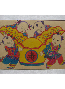 杨家埠木版年画财神门神娃娃手工