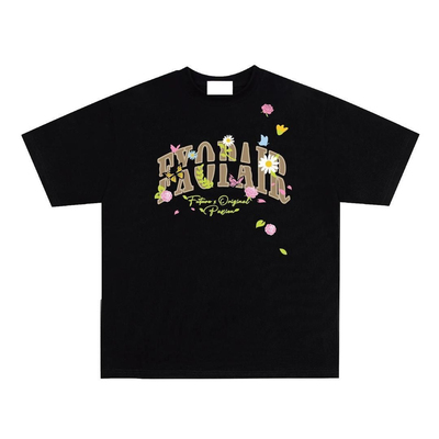 鹿山野 严选发泡印花!!!蝴蝶花卉韩系学院风短袖t恤女INS超火上衣