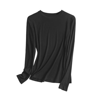 莫代尔棉纯色打底衫女秋冬内搭修身圆领长袖t恤显瘦软糯面膜上衣