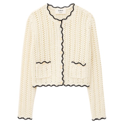 【杨采钰同款】bash冬季法式简约清新钩花针织开衫上衣女1E25SHEI