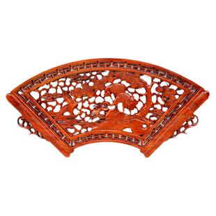 扇形香樟木实木挂件东阳木雕镂空雕刻装饰画福字挂画玄关电视背景