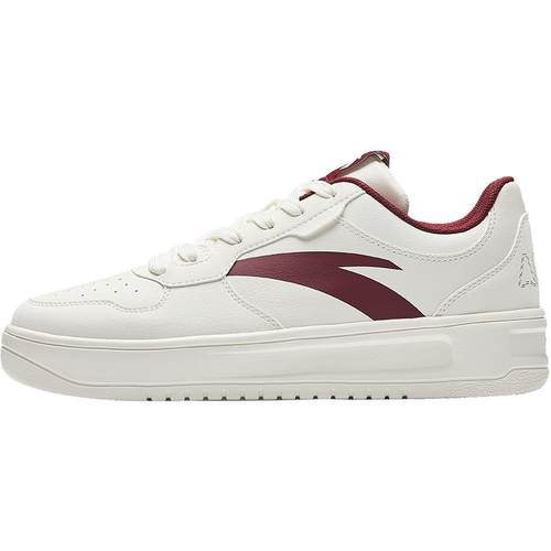 安踏板鞋男鞋男款2025冬季新款旗舰正品小白鞋皮面复古白红色板鞋