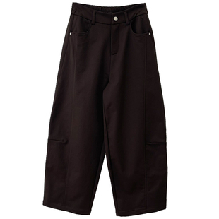 清仓特价后半松紧腰宽松直筒显瘦弯刀裤女秋季裤子休闲阔腿镰刀裤