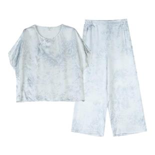 未墨』丝侬真丝睡衣女款套装短袖国风高级丝绸桑蚕丝家居服禅意