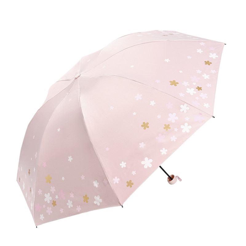 天堂伞三折伞浪漫樱花黑胶防晒