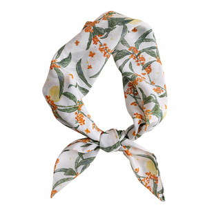 白月沁桂~清新丝巾搭配衬衫系脖高级感桑蚕丝方巾女2026新款送礼