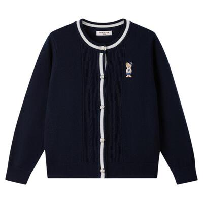 PawinPaw卡通小熊童装25年秋冬新款女童毛织开衫柔软保暖外套