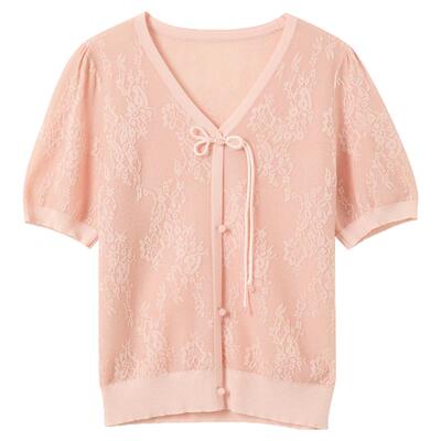 2025夏季新中式V领毛针织衫套头