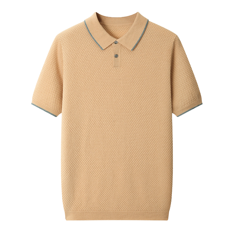 秋冬款山羊绒衫短袖男POLO领