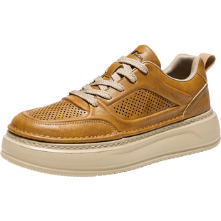 公牛世家轻奢板鞋男夏季透气网面休闲男鞋潮牌高级感增高痞帅鞋子