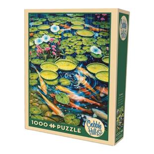 CobbleHill加拿大进口益智成人拼图1000片锦鲤鱼荷花池拼图裱框
