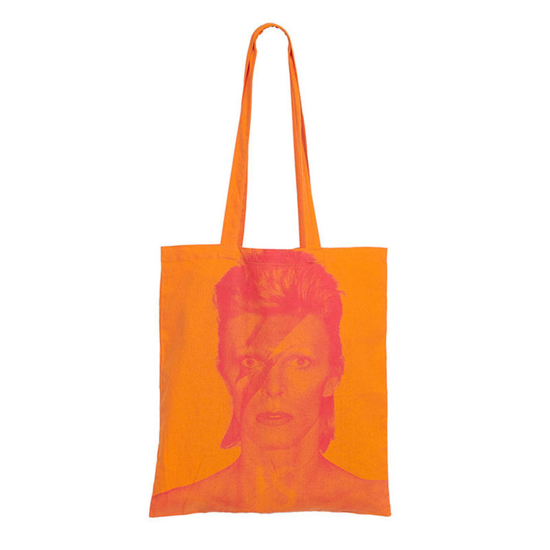 阿希哥同款限定摇滚小众David Bowie橘色帆布包托特包购物袋 双面